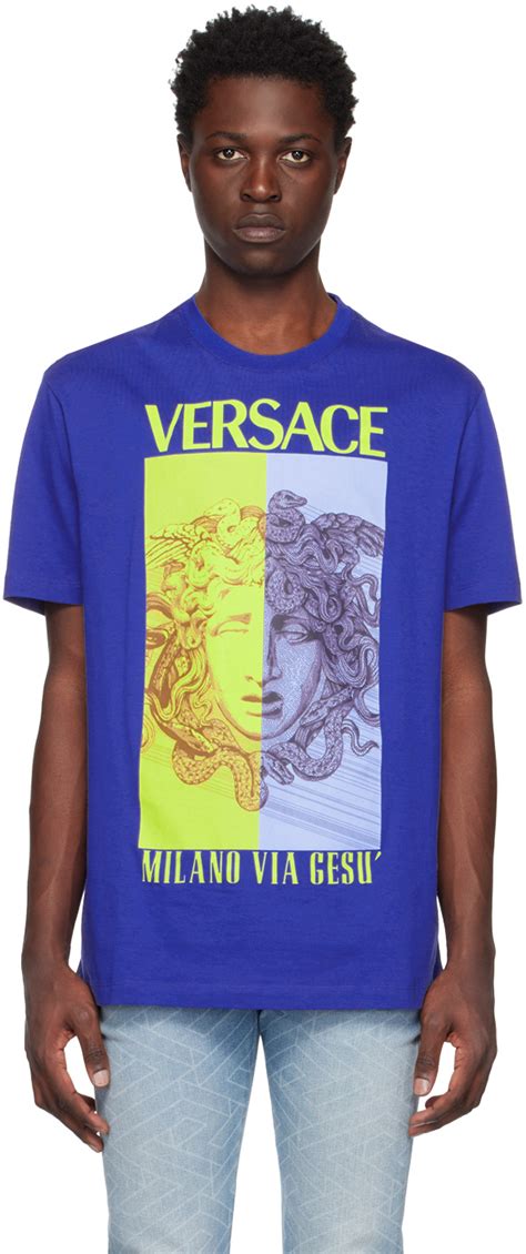 versace blue medusa shirt|versace medusa shirt men.